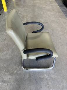 Olive Leather Sled Chair