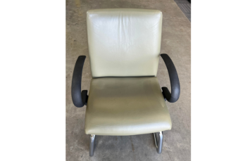 Olive Leather Sled Chair
