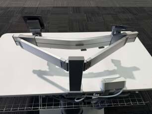 Steelcase Airtouch Pneumatic Height Adjust Sit-Stand Desk with dual Monitor Arms