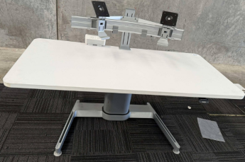 Steelcase Airtouch Pneumatic Height Adjust Sit-Stand Desk with dual Monitor Arms