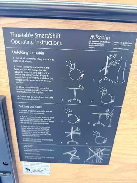 Wilkhan Timetable Desk 1800mm- Portable
